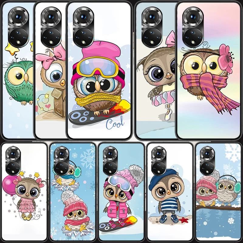 

Baby Cute Owl Lover Cartoon Candy Winter Phone Case For Huawei P Smart 2021 Y5 Y6 Y7 Y9 Honor 50 20 Pro 10 10I 9 9X Y9S 8 8A 8X