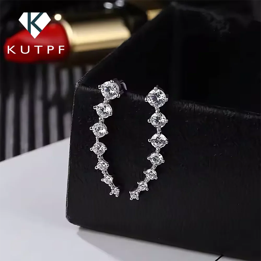 Женские серьги из серебра 925 пробы с бриллиантами и муассанитом