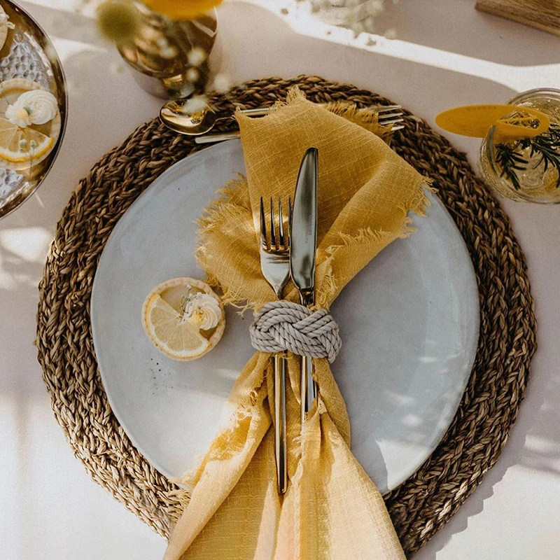 

Napkin Cotton Cloth 42*42cm Rustic Gauze Hanky Tea Towel Dining Place Mats Wedding Supplies Linen Home Table Decor