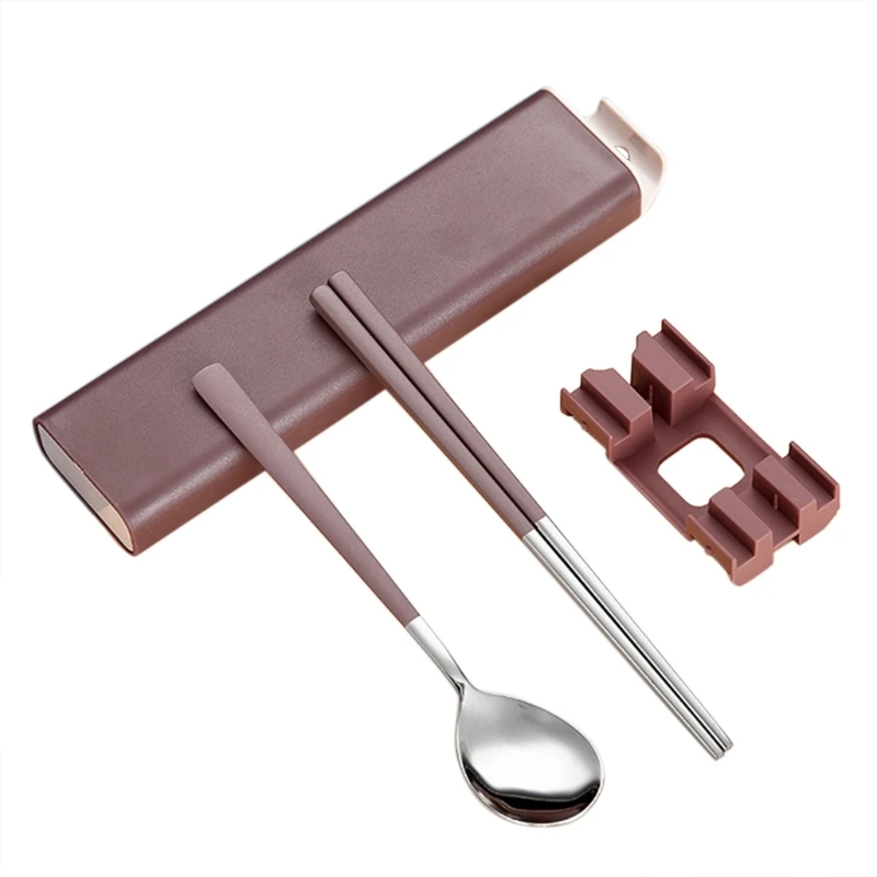 

Набор столовых приборов D0JA, креативный дорожный набор посуды из нержавеющей стали с чехлом и выдвижным ящиком, многоразовые столовые прибо...