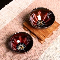 2022 ceramic anti scaling kiln kung fu tea cup handmade crackle glaza travel personal master tea bowl puer tianmu tea set