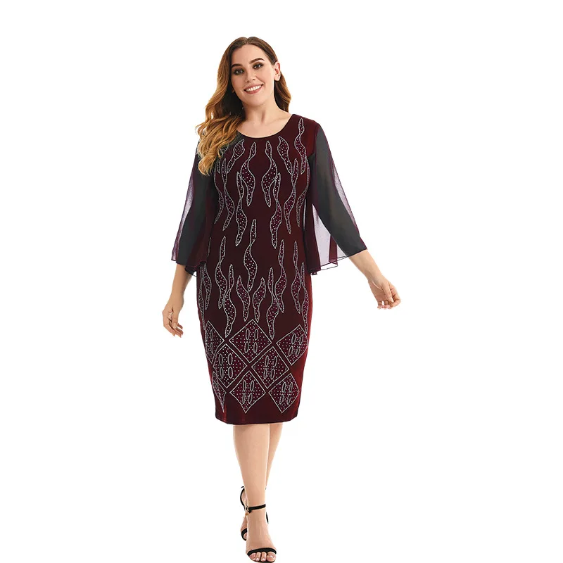 

Женское винтажное Сетчатое платье средней длины, облегающее ажурное платье с рукавом 3/4 и круглым вырезом, элегантное платье с прострочкой, ...