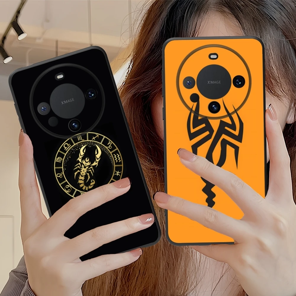 Цветной чехол для мобильного телефона Golden Scorpio Huawei Mate 60 50 40 30 20 10 Pro Plus Lite E 5G черный