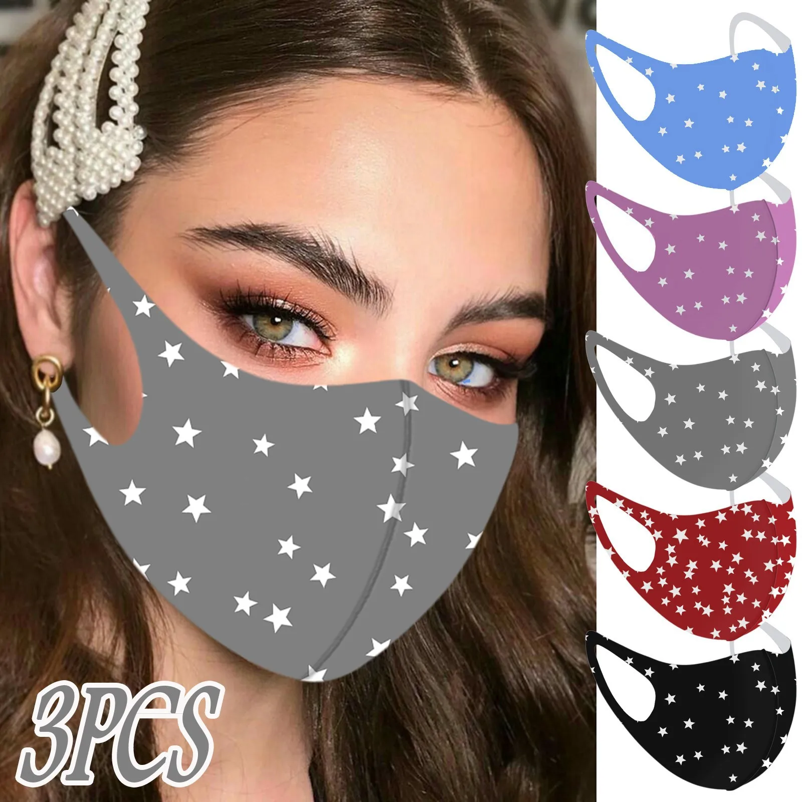 

5PCS Adult Fashion Star Print Washable Reusable Mouth Windproof Face Mask Mascarillas Mascaras Halloween Cosplay маска для лица