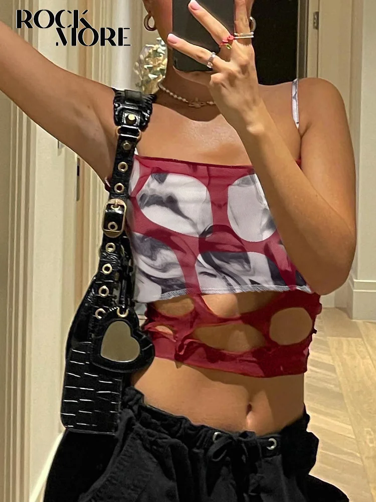 Rockmore Клубная одежда сексуальный укороченный топ с дырками винтажный женский