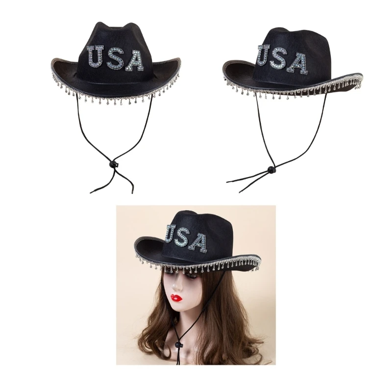 

Fashion Cowgirl Hat with Brim Design Wide Brim Cowboy Hat Washable