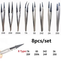 8pcs tweezers anti static tip stainless steel 2492a259259a242250oo7a electronics tweezers hand tool