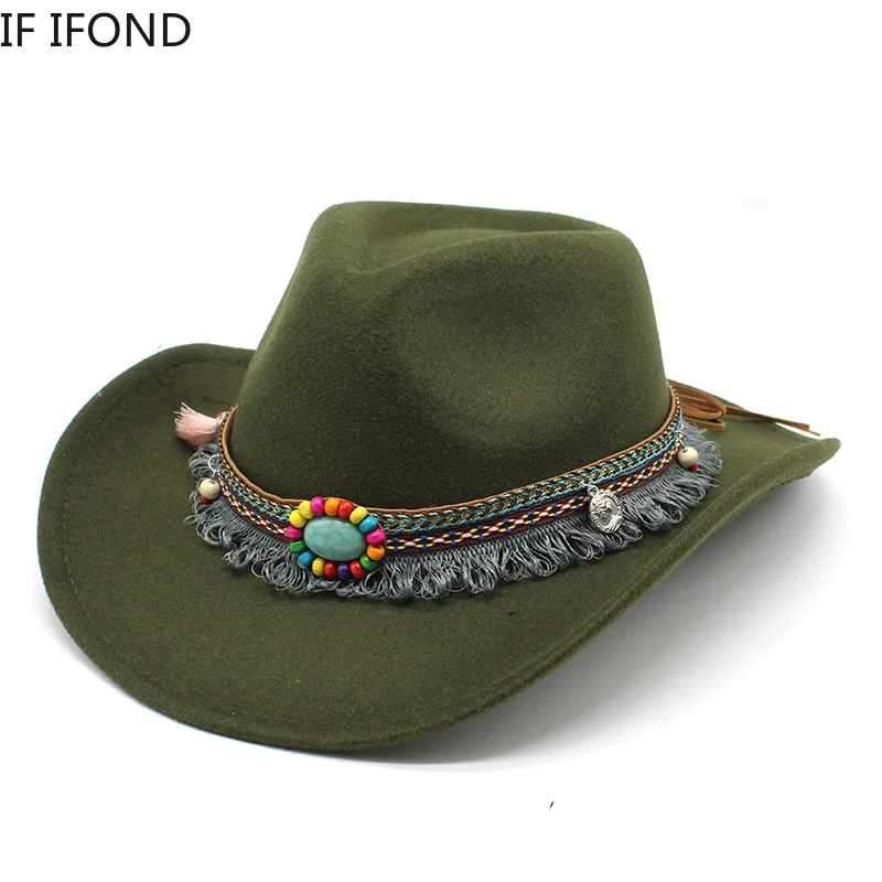 

2022 Western Cowboy Hat For Men Women Solid Color Jazz Montana Sombrero Hombre Cap Size 56-58cm