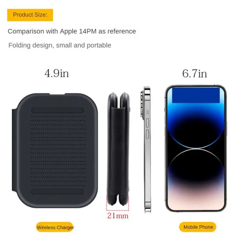 

Складное магнитное зарядное устройство, портативное черное Qi 15 Вт, 3 в 1 для зарядки телефона и поддержки зарядного устройства, портативное зарядное устройство, простота