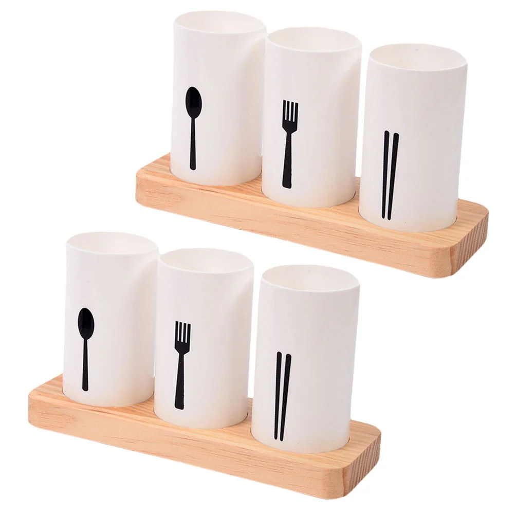 

2 Sets Utensil Organizer Kitchen Silverware Storage With Wood Tray Flatware Organizer With Wood Tray