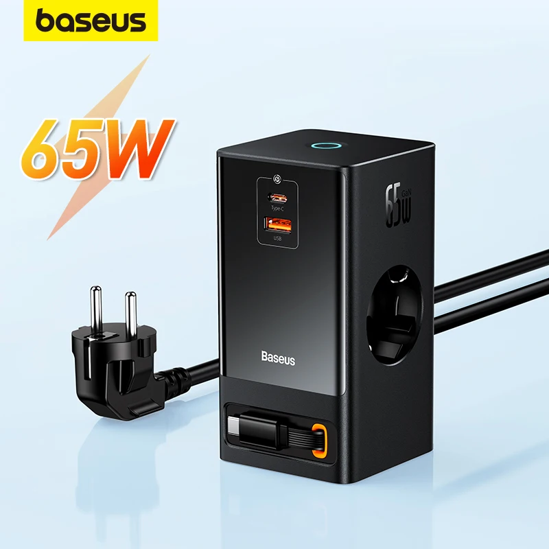 Baseus 65W Digital Power Strip Desktop Charger Retractable-C