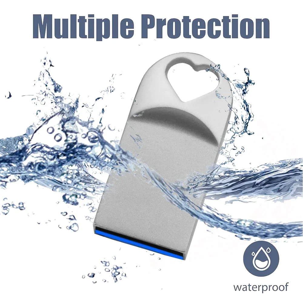 USB 3.0 Металлическая шахта в форме сердца Высокоскоростной флэш-накопитель Pen drive 64