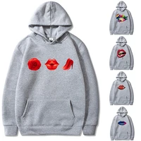 2022 mouth print hoodies autumn sweatshirt unisex men and womens casual student fashion hooded pullover long sleeve streetwear