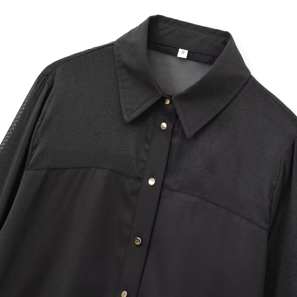 Женская простая прозрачная рубашка из жесткой пряжи с длинными рукавами и