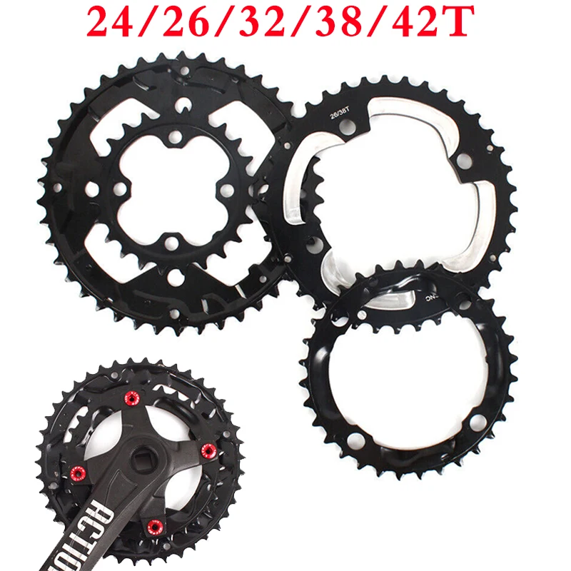 Double/Triple MTB Chainring 104/64BCD Aluminum Crankset 24t 26t 32t 38t 42t Bike Chain Ring 3*10s 2*10s Crank Set Cycling Parts