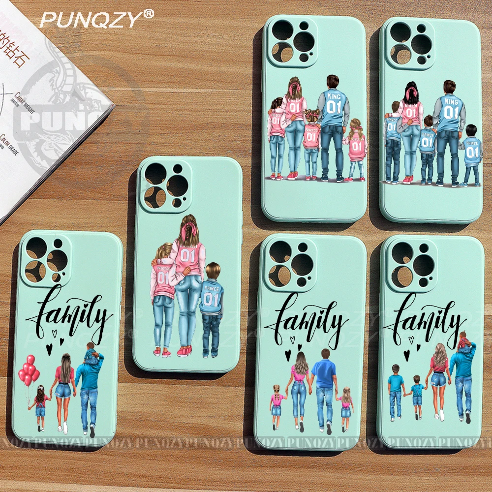 

PUNQZY Cute MaMa Of Girl Boy And Mom Phone Case For iPhone 14 11 13 PRO MAX 12 XR 7 6 XHoliday Gift Soft TPU Matcha Green Cover