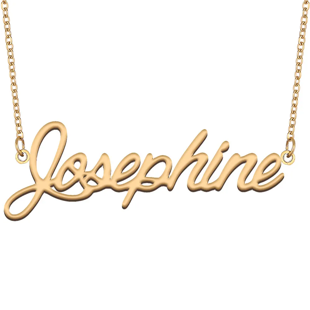 

AOLOSHOW Josephine Name Necklace Stainless Steel for Women Jewelry Gold Color Nameplate Pendant Font Letters Choker Necklaces