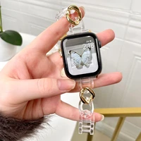 resin watch strap for apple watch 44mm series 7 6 5 4 band 42mm 38mm correa clear metal for iwatch 7 6 se 5 4 3 2 40mm 41mm 45mm