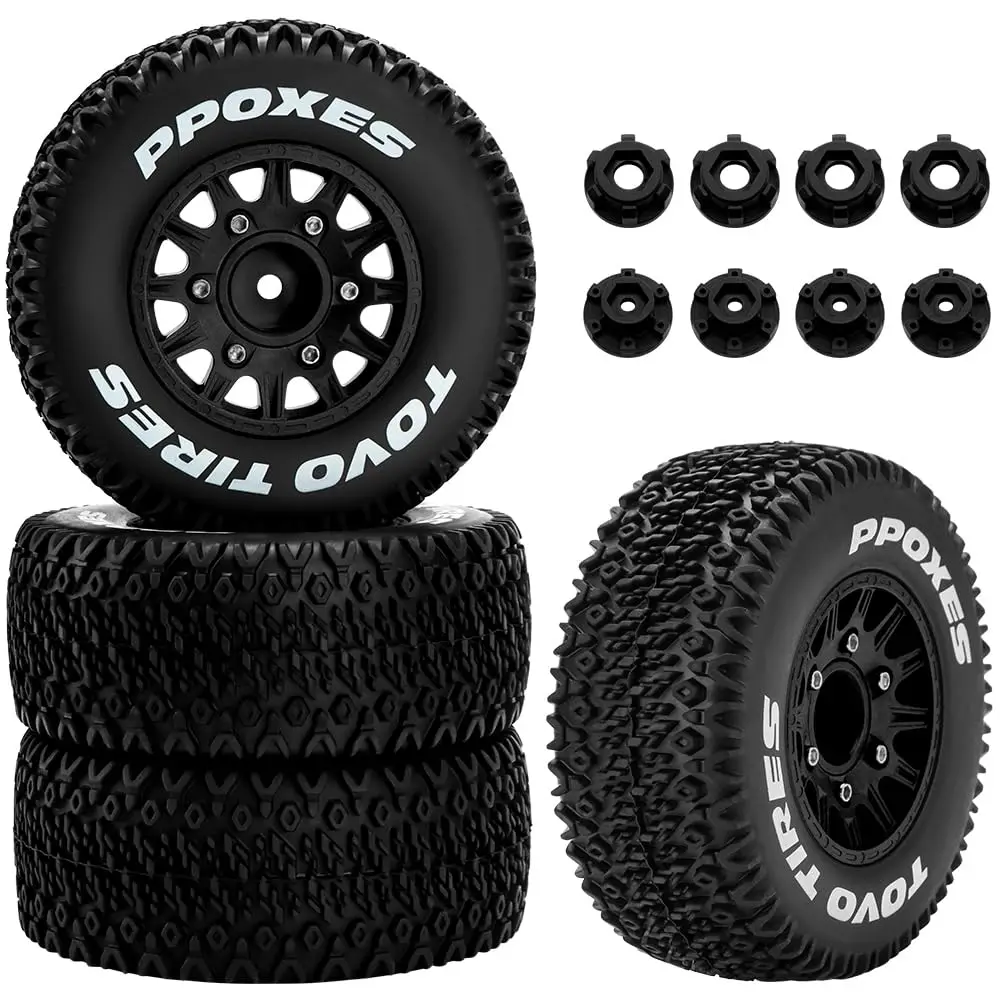 

GLOBACT 12mm/14mm Hex RC Wheels and Tires RC Truck Tires for 1/10 Slash 2WD Arrma Senton Axial Losi Redcat Rc4wd