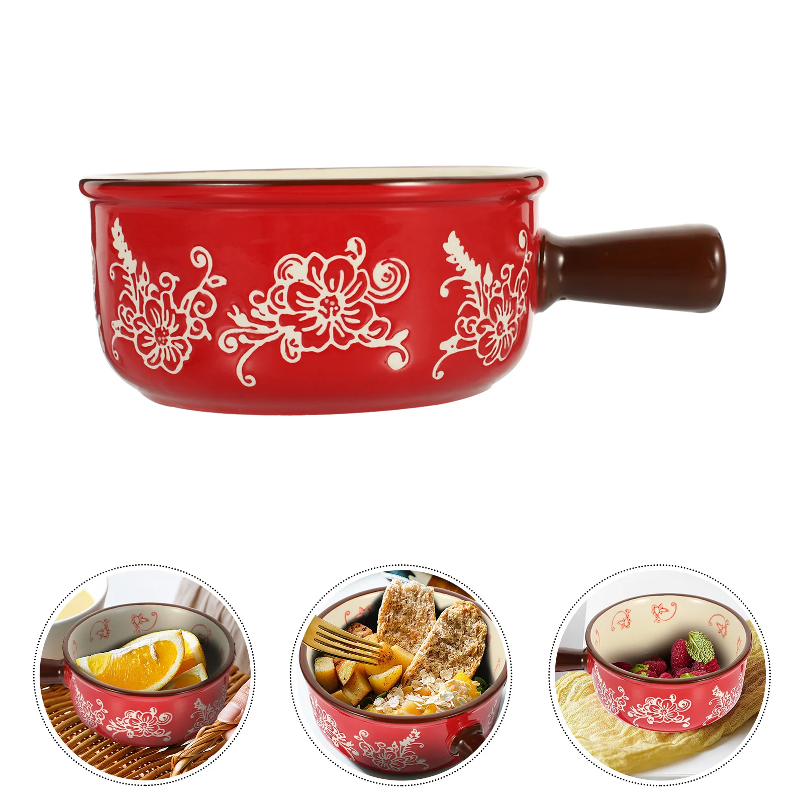

Ceramic Soup Bowl Sturdy Serving Bowl Beautiful Baking Bowl with Handle