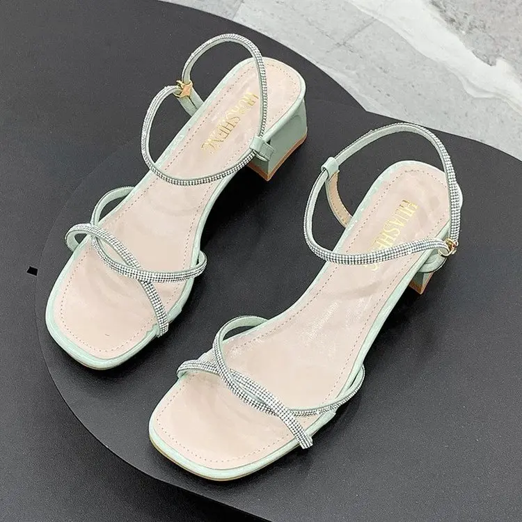 

Brand Summer Bling Woman Sandals Crystal Sexy Heels Shoes For Ladies Gold Narrow Band Sandalias mujer White Wedding Shoes