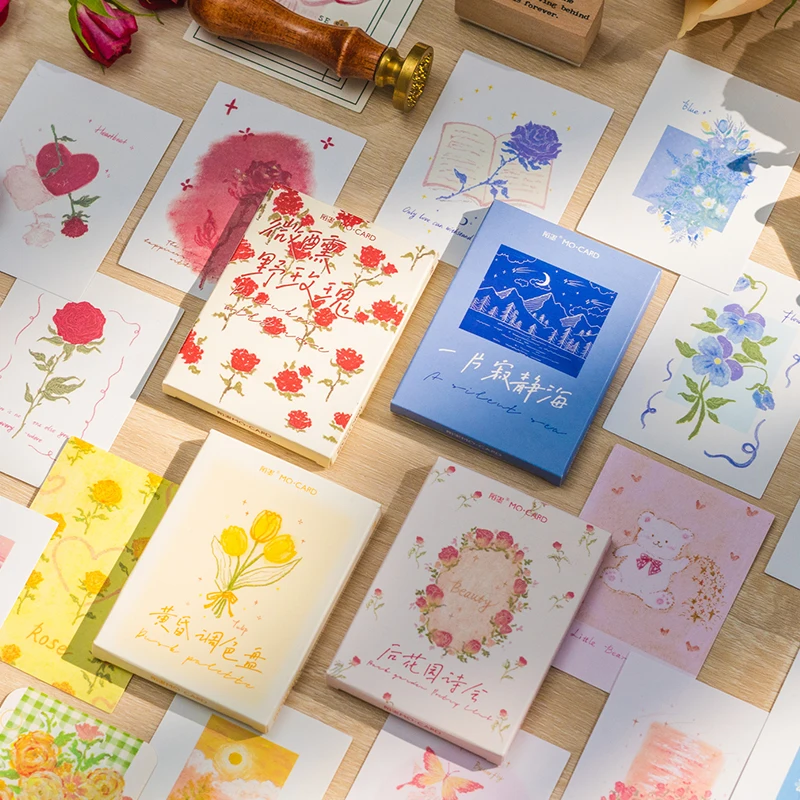 

4 Styles 30Pcs/Box Gentle Rose Boxed Stickers Fresh Literature Art DIY Hand Account Material Stickers Decorative Stickers