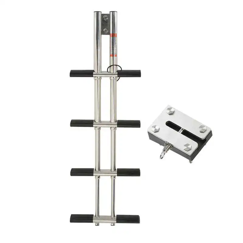 

Swimming Pool Retractable Ladder Heavy Duty 304 Stainless Steel Boat Telescoping Ladder Yacht 4 Steps Telescoping Ladder