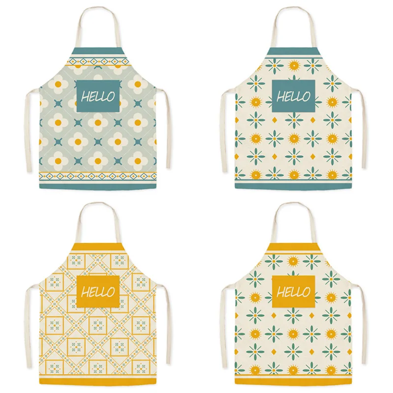

Фартук с геометрическим принтом Мандала для женщин, домашний фартук для готовки, выпечки, кофейни, для уборки кухни, хлопковые льняные нагру...