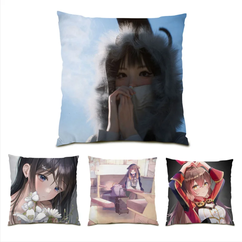 

Pillowcase Velvet Comfortable 45x45 Anime Living Room Decoration Furry Artistic Home Polyester Linen Cushion Covers Decor E0861