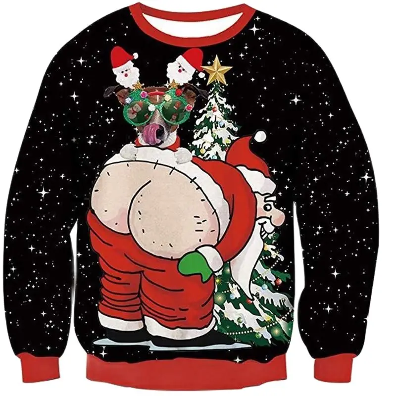 Мужские и женские рождественские свитера с забавным Санта уродливым, джемперы, топы, пуловеры, рождественские Джемперы, топы, товары для муж... фото