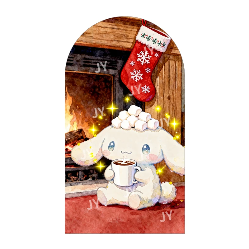 Фото Фон для фотосессий Cinnamoroll Arch Backdrop Cover Sanrio, рождественский фон, подходит для праздничных мероприятий и детских дней рождения, многоразовый. №4