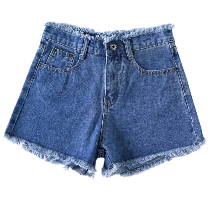 High Waist Jeans Women Denim Shorts Sexy Wide Hot Pants 2022 Summer Casual Thin Trousers Pockets Tassel Washed Streetwear