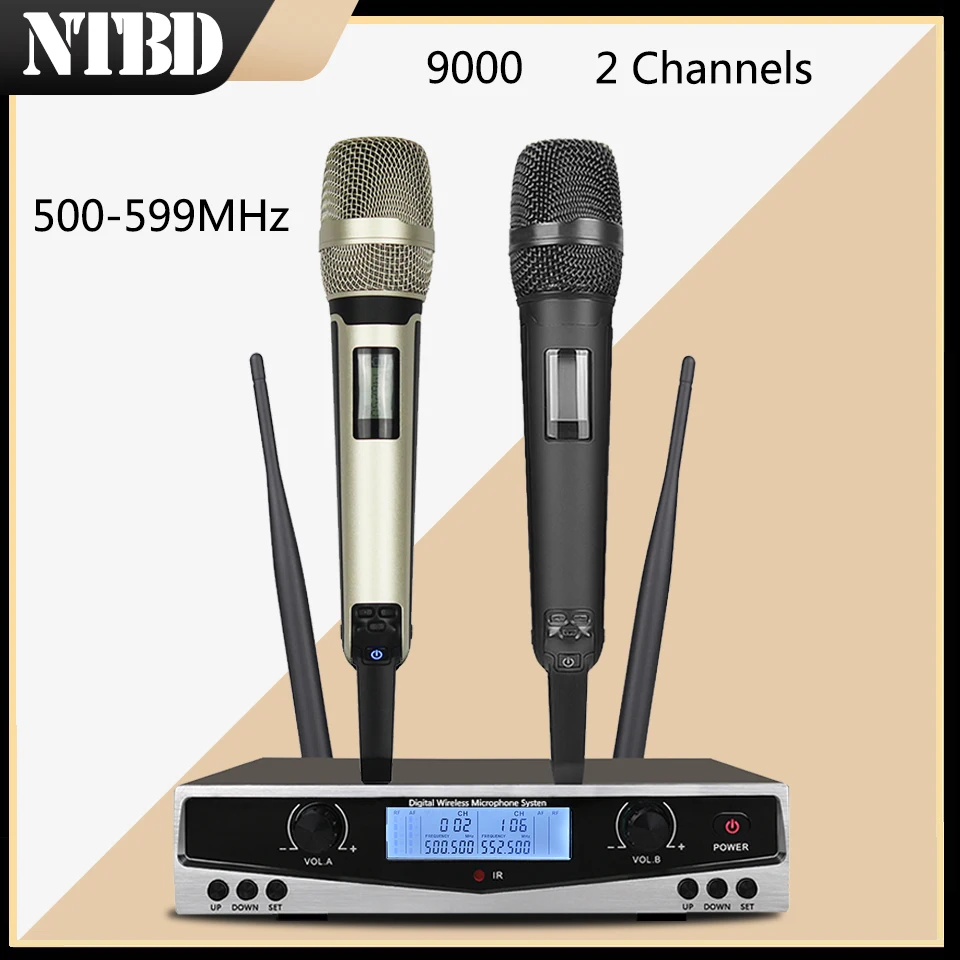 

NTBD 500-599MHz SKM9100 Stage Performance Home KTV High Quality UHF Professional Dual Wireless Microphone System Dynamic