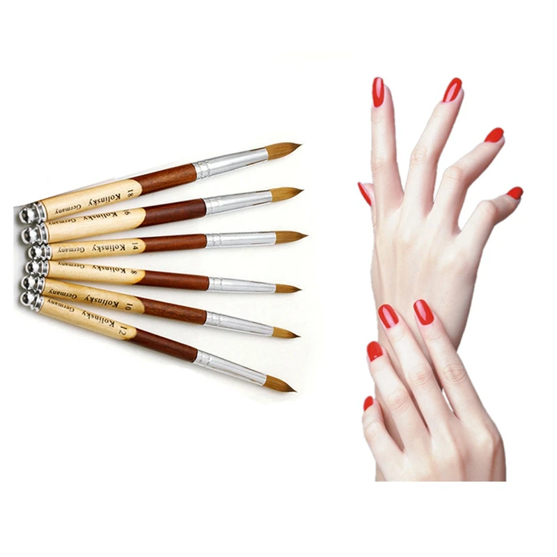 

2X Acrylic Crimped Nail Brush Nail Art Brush With Acrylic Handle - 16