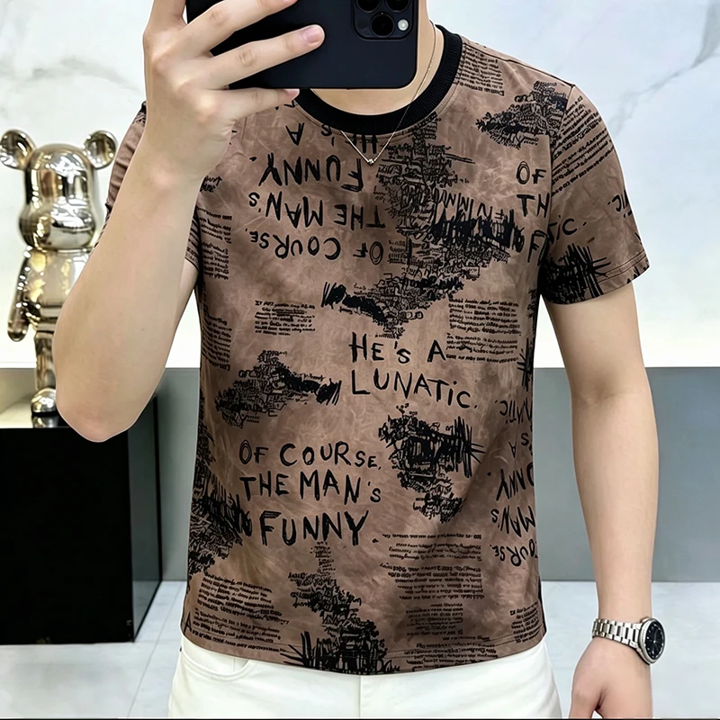 Фото Футболка с винтажным принтом Tie-Dye для мужчин, повседневная летняя футболка с короткими рукавами, новая качественная, мягкая, удобная, модная, Camisetas De Hombre №1
