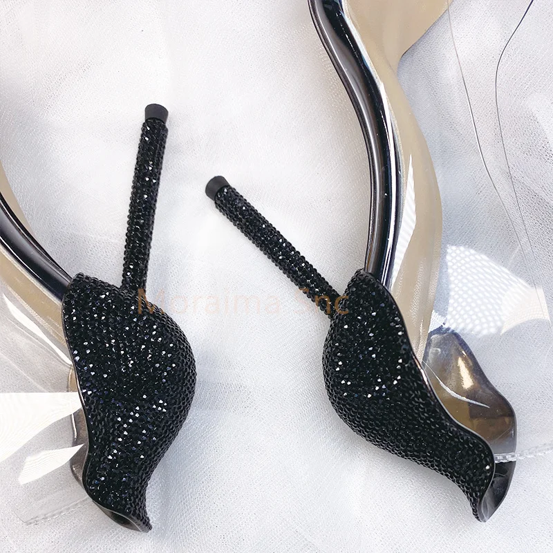 2023 Spring Pvc Transparent Pumps Women Shoes High Heels Rhinestone Stiletto Shallow Single Shoes Sexy Catwalk Wedding Shoes