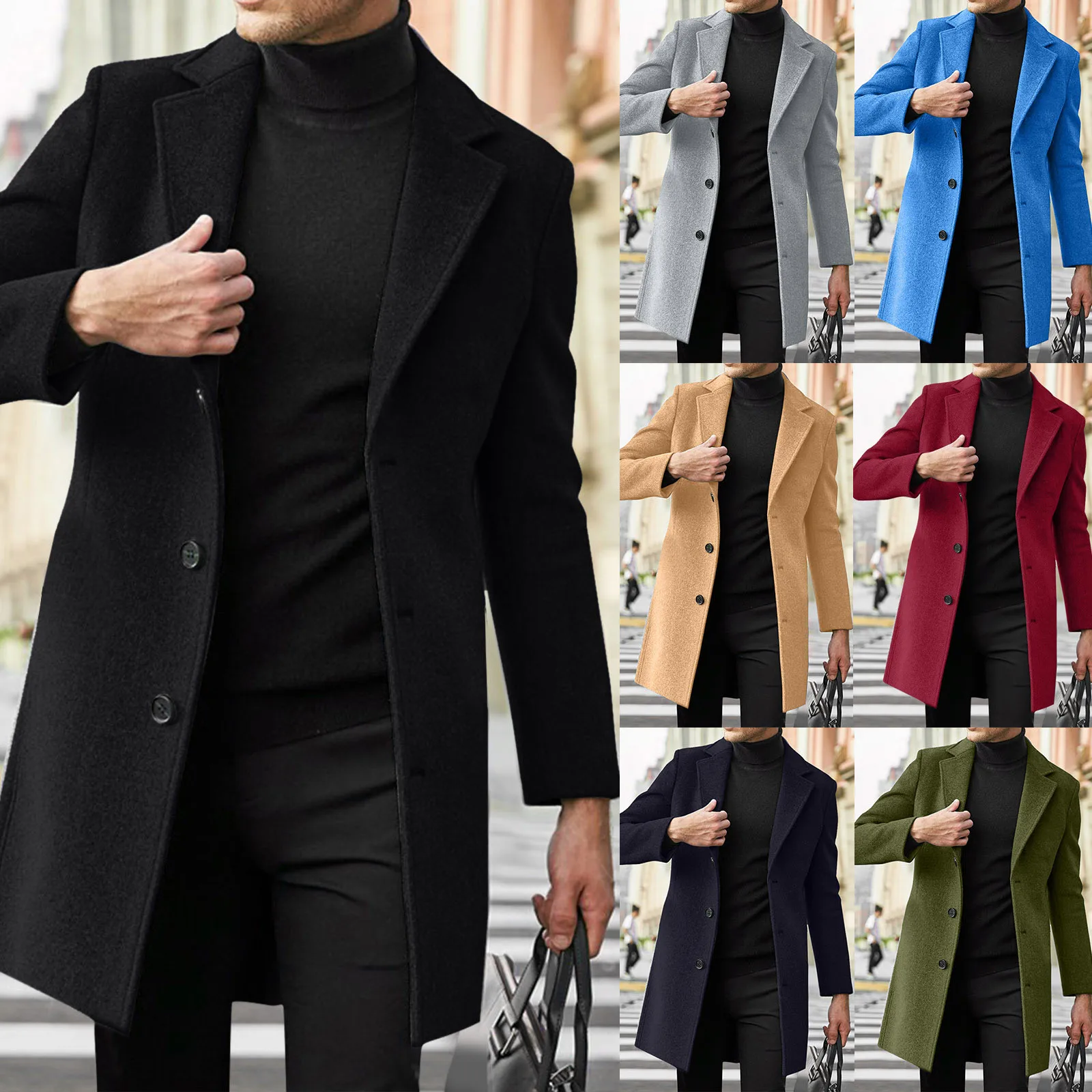 

Women's medium length coat with wool collar and cotton fur coat