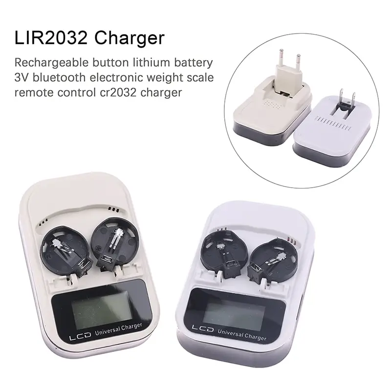 

3V LCD EU/US Plug Button Battery Charger Recharging for LIR2016/LIR2025/LIR2032