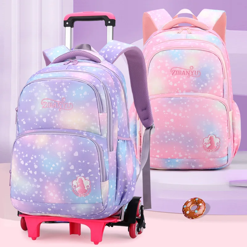 Trolley Children school bags for Girls wheel Detachable Backpack Kids travel luggage book bag Schoolbag Mochilas Escolares