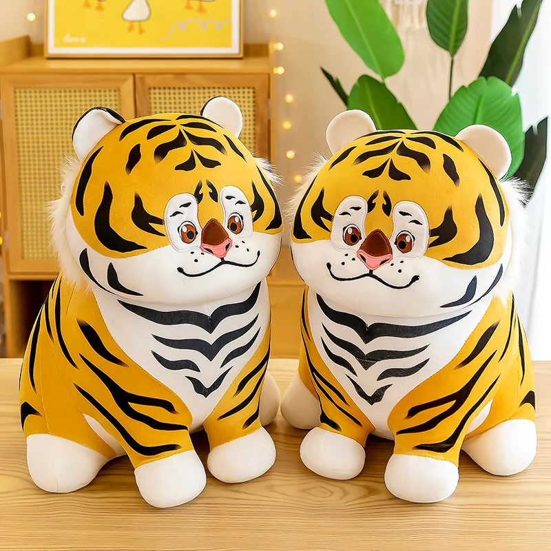 

30cm Cute Soft Happy Tiger Pillow Stuffed Plush Toys Office Nap Pillow Home Comfort Cushion Decor Gift Doll Child
