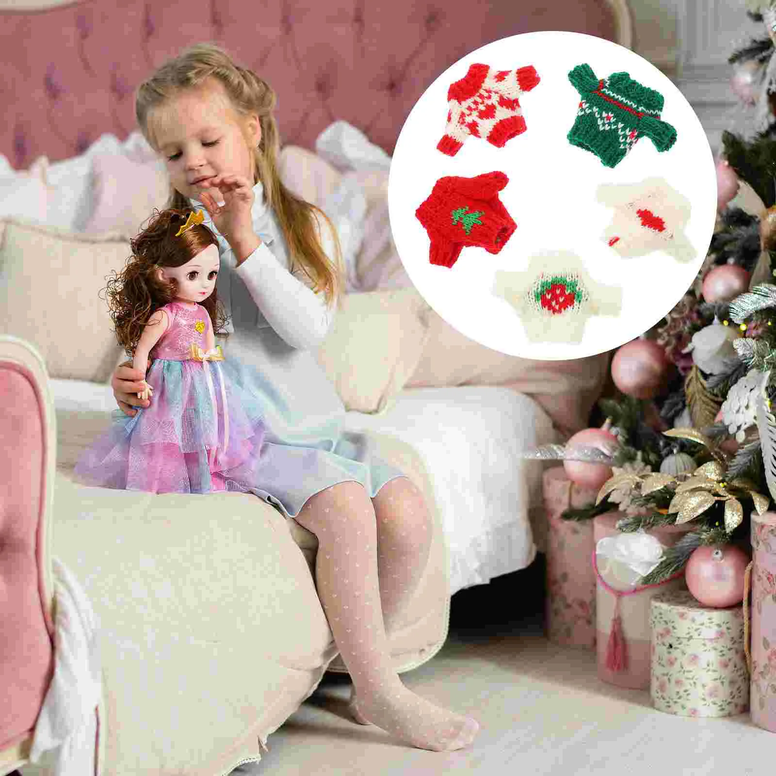 

5 Pcs Girls Sweaters Dress Replaceable Clothes Cotton Decor Outfits Decorative