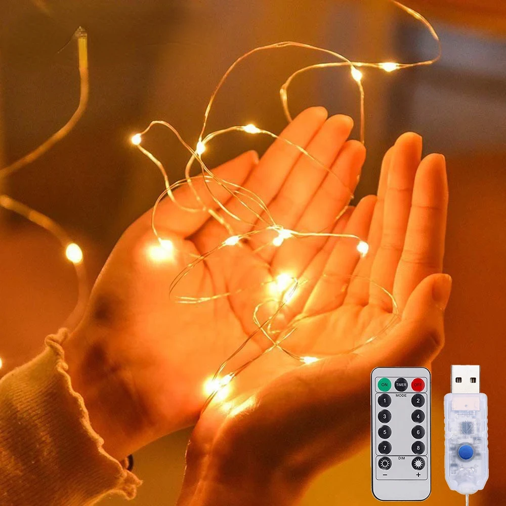 USB светодиодные сказочные гирлянды из медной проволоки водонепроницаемая