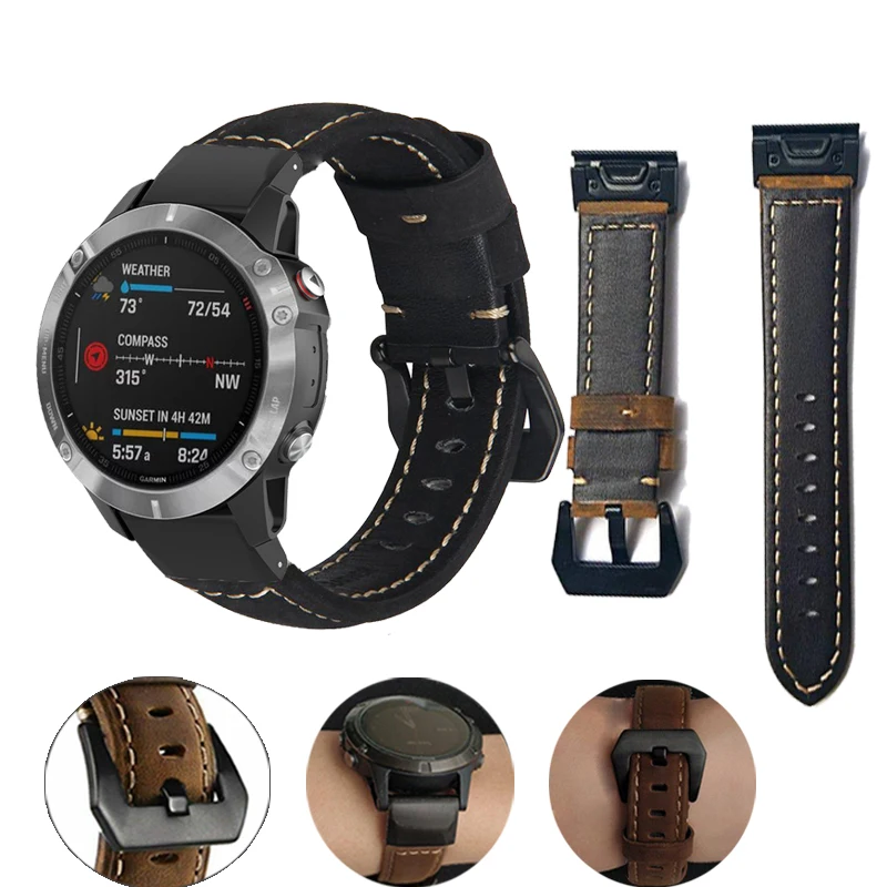 

Кожаный ремешок для наручных часов, ремешок для Garmin Fenix 5/5X/5S Plus 6/6X/6S Pro, умный браслет 20 22 26 мм, быстро прилегающий браслет