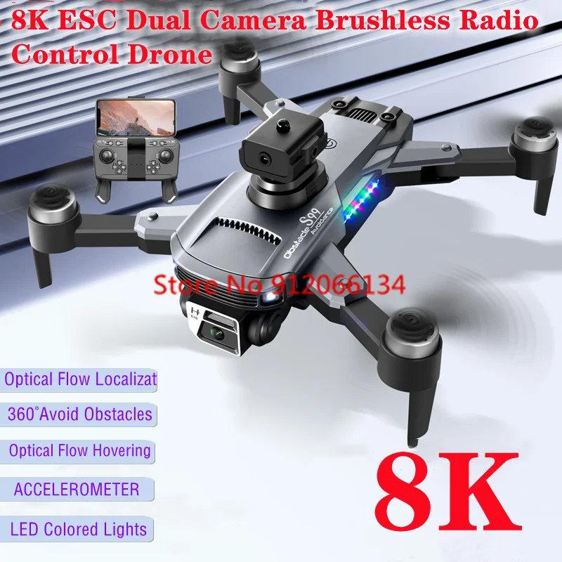 Brushless 8K WIFI FPV Optical Flow Position Radio Control Quadcopter 360° Avoid Obstacles Color Light Gravity Induction RC Drone