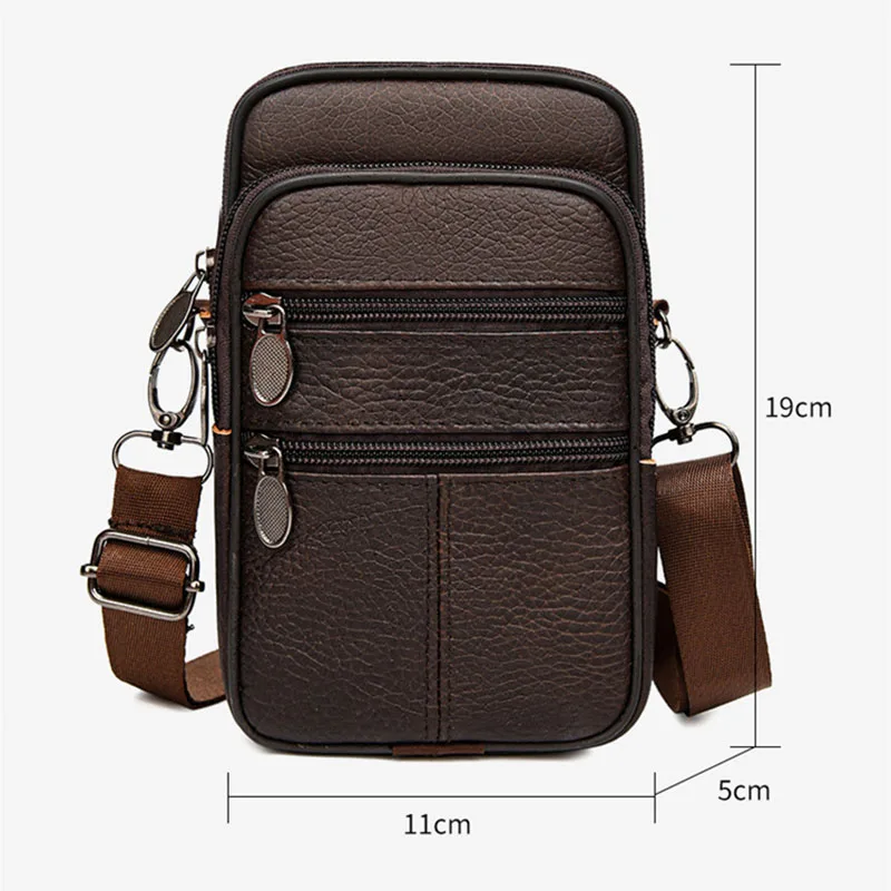 High Quality Men Genuine Leather Shoulder Male Fanny Pack Messenger Bags Men's Fashion Business Belt Bag Small Briefcase Waist
