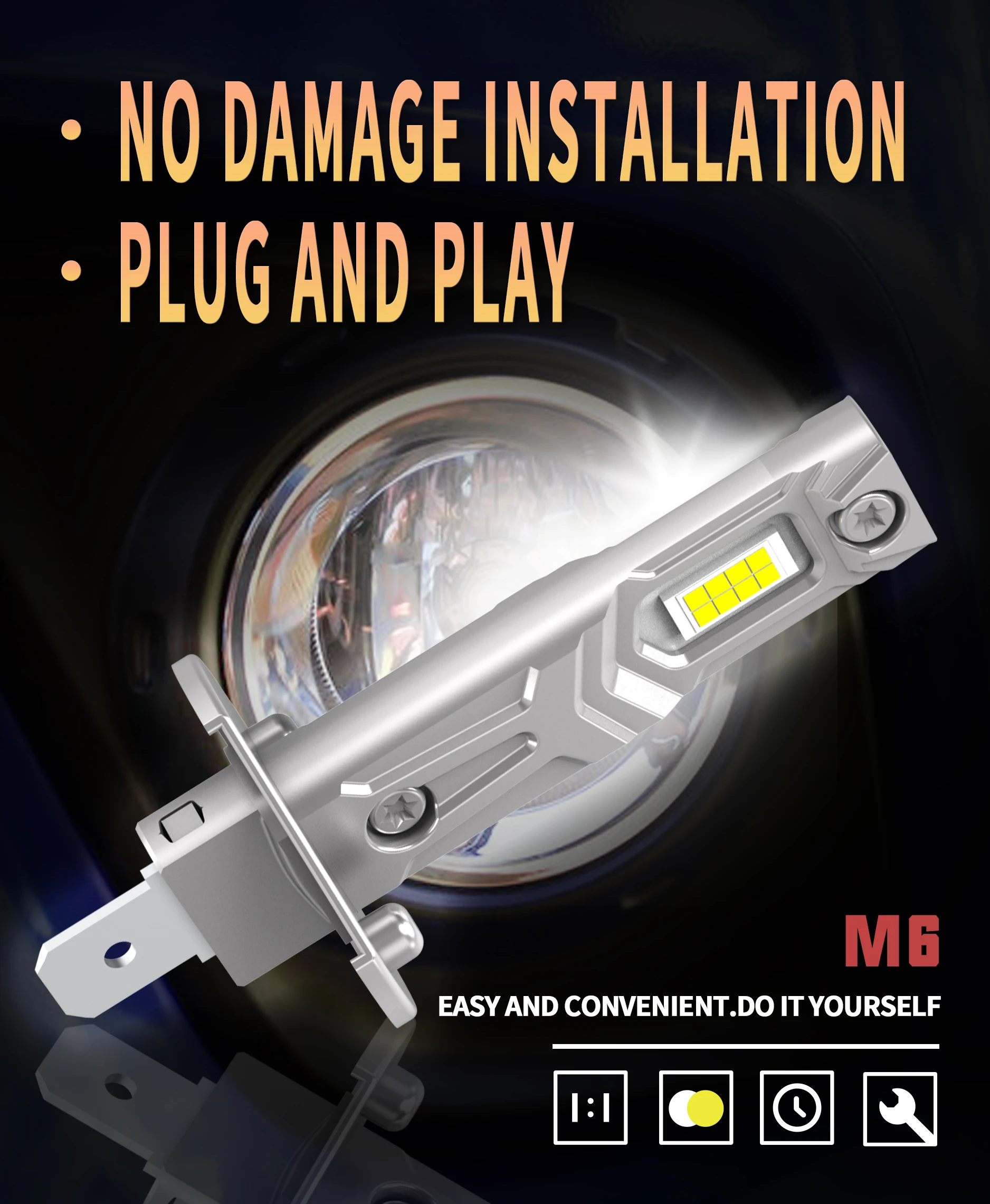 2 шт. Автомобильные светодиодные лампы H1 12 В 55 Вт для Mazda 6 GG 2002 ~ 2007