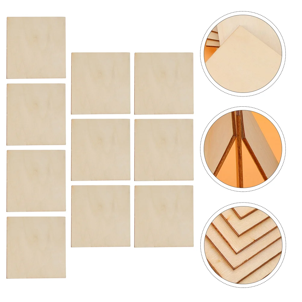 

50 Pcs Wooden Square Cutout Tiles Crafts Adults Blank Slices Unfinished Pieces Shapes Cutouts DIY Sheets
