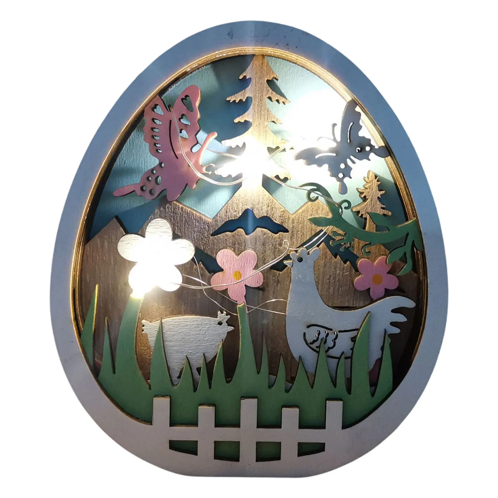 

Easter Decorations For Easter Egg Shape Centerpieces Home Room Office Desk Wooden Easter Egg Table Top Ornament With LED Light