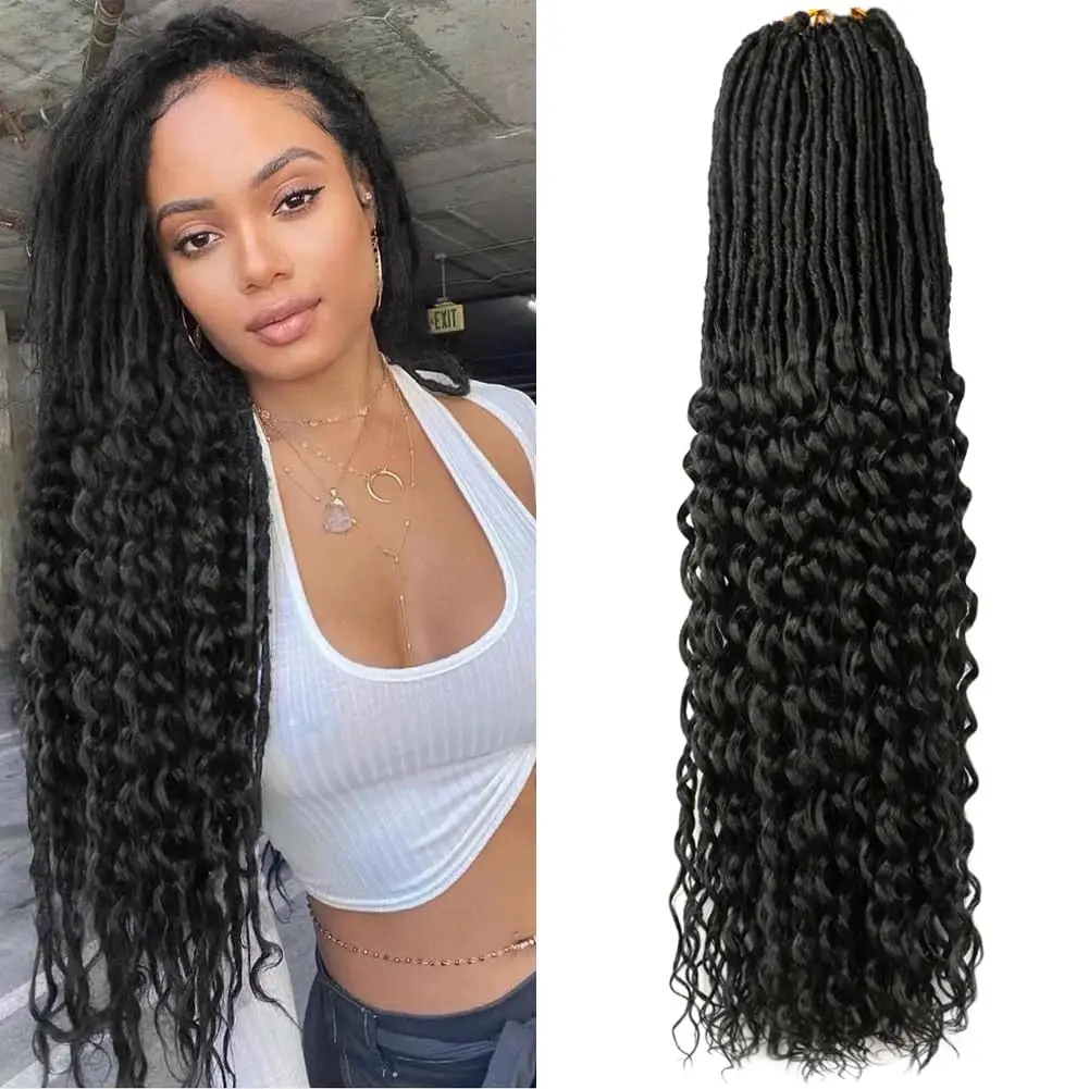 Goddess Locs Curly Ends Synthetic Faux Locs Crochet Hair With Curly Ends New Soft Locs Crochet Hair Deep Wavy Crochet Locs Hair
