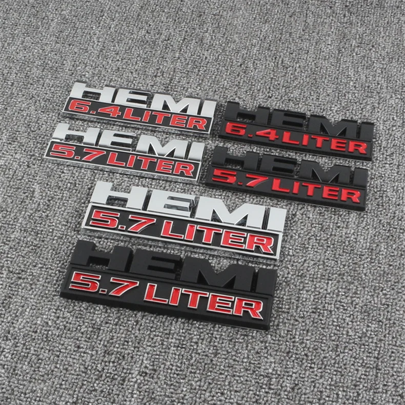 

10pcs 3D Metal Car emblem stickers Hemi 5.7 Liter or Hemi 6.4Liter Silver/Black for USA cars J** series models DIY installation
